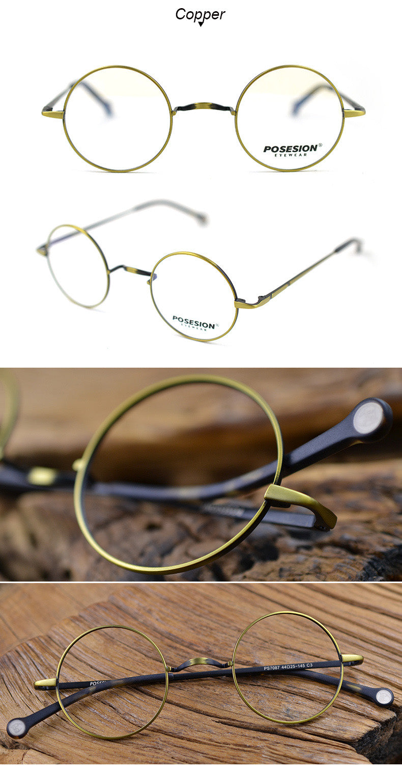 Hdcrafter Unisex Full Rim Round Alloy Frame Eyeglasses Ps7087 Full Rim Hdcrafter Eyeglasses   