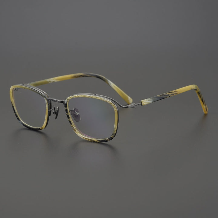 Gatenac Unisex Full Rim Square Acetate Frame Eyeglasses Gxyj699 Full Rim Gatenac Yellow  