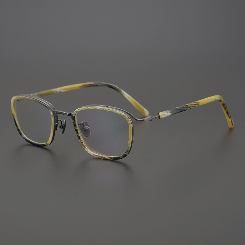 Gatenac Unisex Full Rim Square Acetate Frame Eyeglasses Gxyj699 Full Rim Gatenac Yellow  