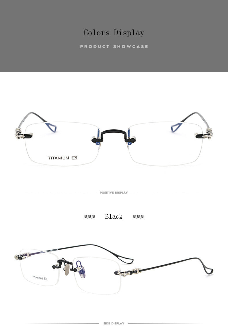 Hdcrafter Men's Rimless Rectangle Titanium Frame Eyeglasses 8808 Rimless Hdcrafter Eyeglasses   