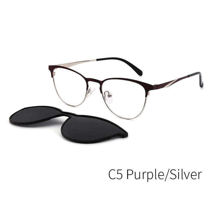 Women's Glasses 2 In 1 Magnet Polarized Clip On Sunglasses Dp33104 Clip On Sunglasses Kansept DP33104C5  