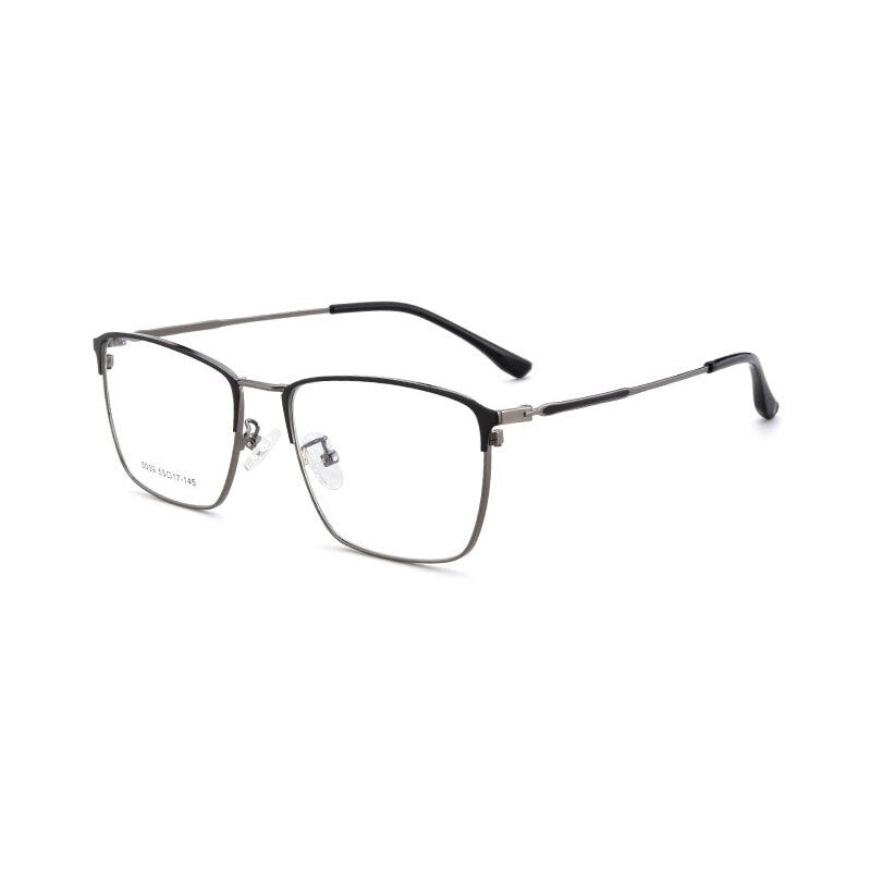 Hotochki Men's Full Rim Square Horned Acetate Alloy Eyeglasses 5059 Full Rim Hotochki Gray  