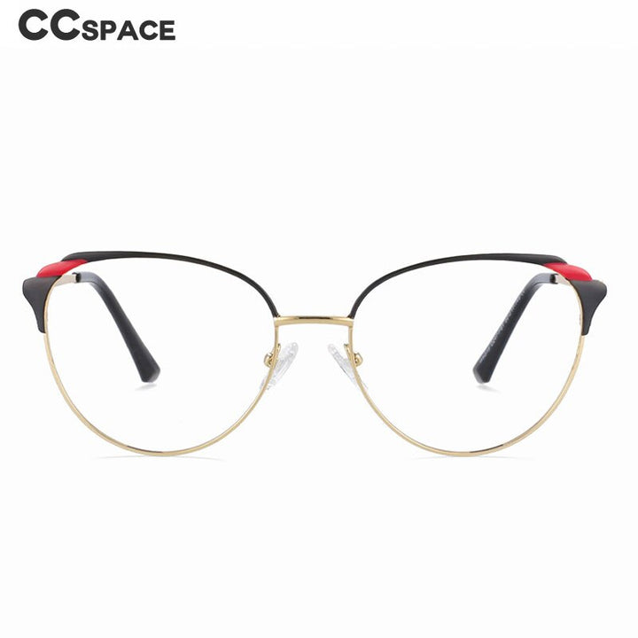 CCSpace Women's Full Rim Round Cat Eye Alloy Frame Eyeglasses 54007 Full Rim CCspace   