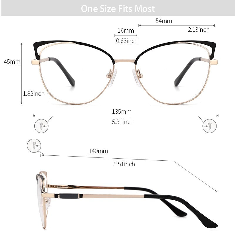 Kansept Women's Full Rim Cat Eye Stainless Steel Frame Eyeglasses Mg3393 Full Rim Kansept   
