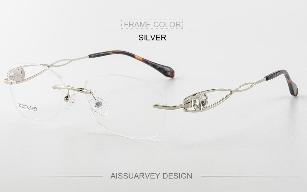 Aissuarvey Women's Rimless Alloy Frame Rhinestone Eyeglasses  As88022 Rimless Aissuarvey Eyeglasses   