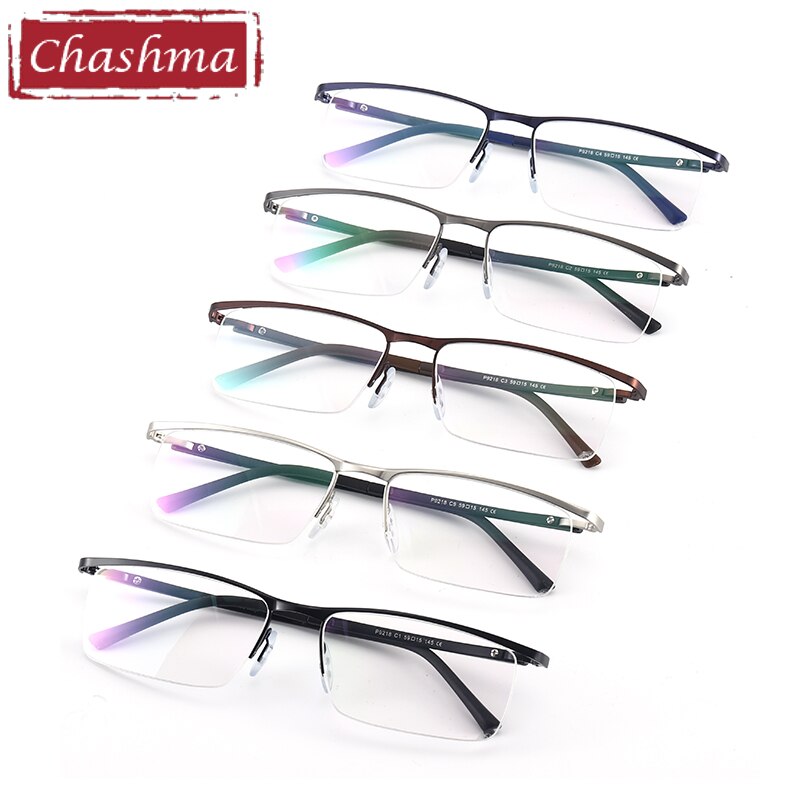 Chashma Ottica Men's Semi Rim Large Square Titanium Alloy Eyeglasses 9218 Semi Rim Chashma Ottica   