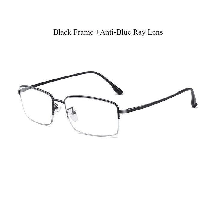 Hdcrafter Unisex Full Rim Rectangle Square Alloy Frame Eyeglasses 2332 Full Rim Hdcrafter Eyeglasses Black  