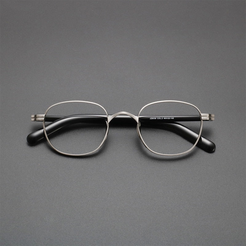 Gatenac Unisex Full Rim Square Acetate Titanium Frame Eyeglasses Gxyj608 Full Rim Gatenac Bright Silver  