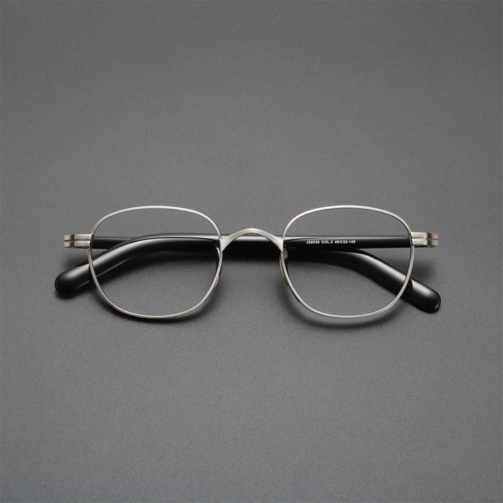Gatenac Unisex Full Rim Square Acetate Titanium Frame Eyeglasses Gxyj608 Full Rim Gatenac Bright Silver  