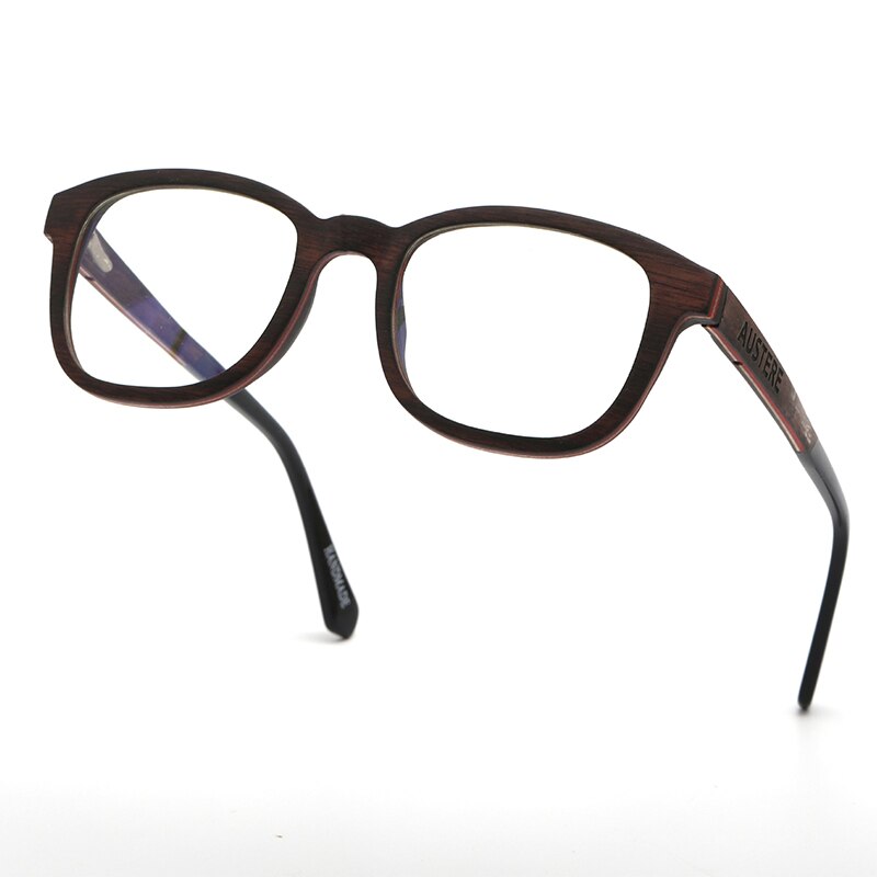 Hdcrafter Unisex Full Rim Square Wood Eyeglasses 56367 Full Rim Hdcrafter Eyeglasses Default Title  