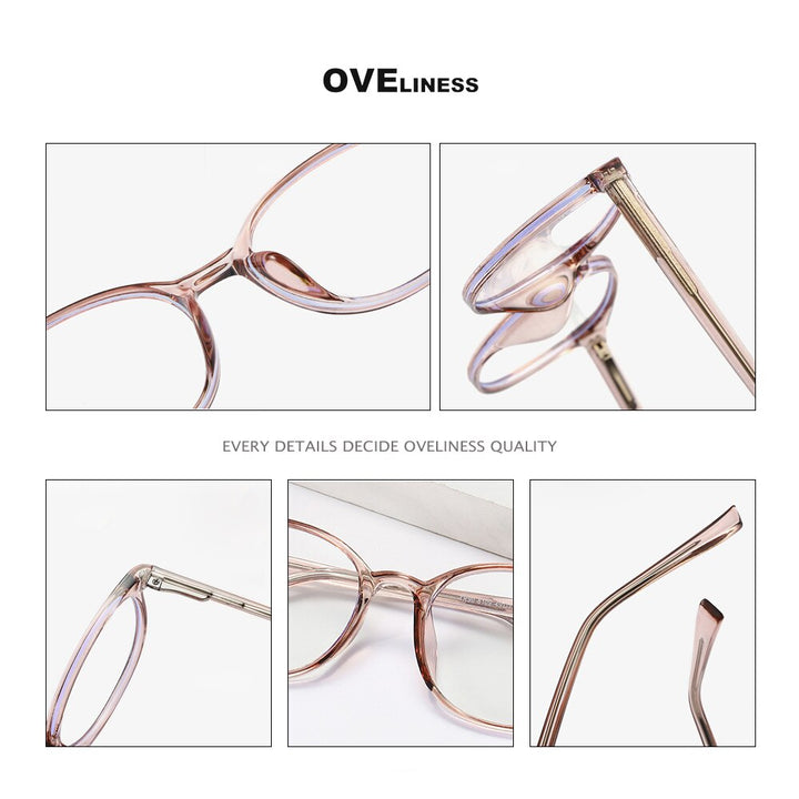 Oveliness Unisex Full Rim Round Square Tr 90 Titanium Eyeglasses 8109 Full Rim Oveliness   