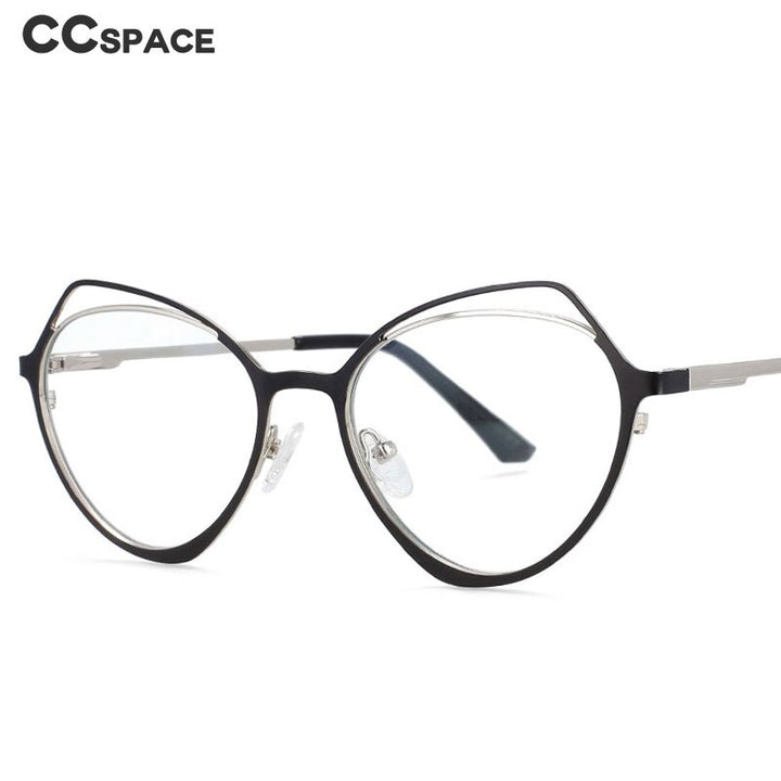 CCSpace Women's Full Rim Irregular Cat Eye Alloy Frame Eyeglasses 54103 Full Rim CCspace   