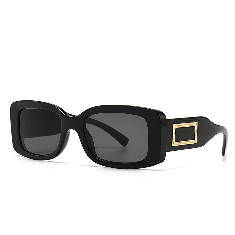 CCSpace Unisex Full Rim Rectangle Resin Frame Punk Sunglasses 46388 Sunglasses CCspace Sunglasses C6Black-black  