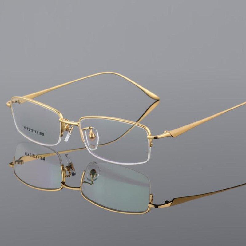 Hotochki Men's Semi Rim Titanium Frame Eyeglasses 8272 Semi Rim Hotochki gold  