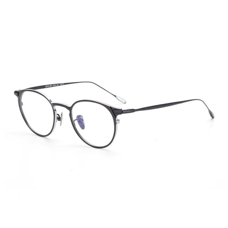 Aissuarvey Round Full Rim Titanium Frame Unisex Eyeglasses Ufo061 Full Rim Aissuarvey Eyeglasses black  