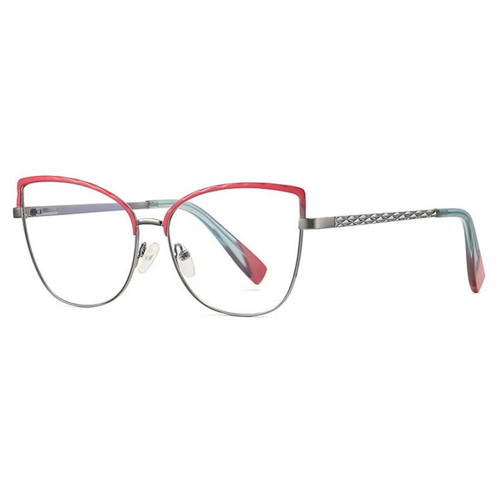 Hotony Women's Full Rim Cat Eye TR 90 Resin Alloy Frame Eyeglasses 3024 Full Rim Hotony   