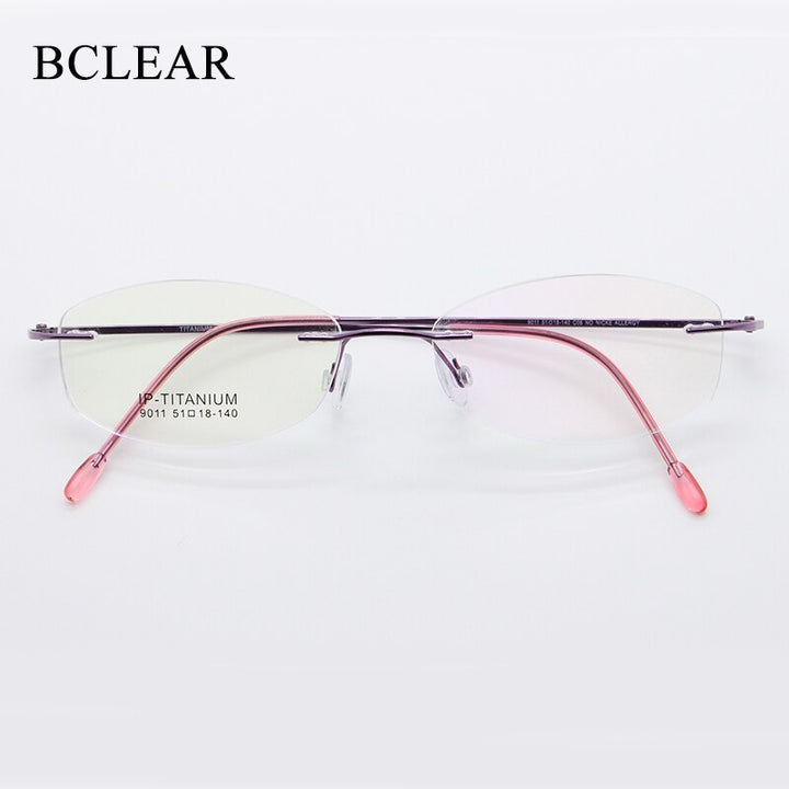 Women's Rimless Titanium Frame Eyeglasses Customizable Lenses 9011 Rimless Bclear Purple  