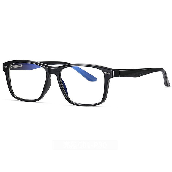 Hotony Unisex Full Rim Square TR 90 Frame Eyeglasses 2321 Full Rim Hotony Bright Black  