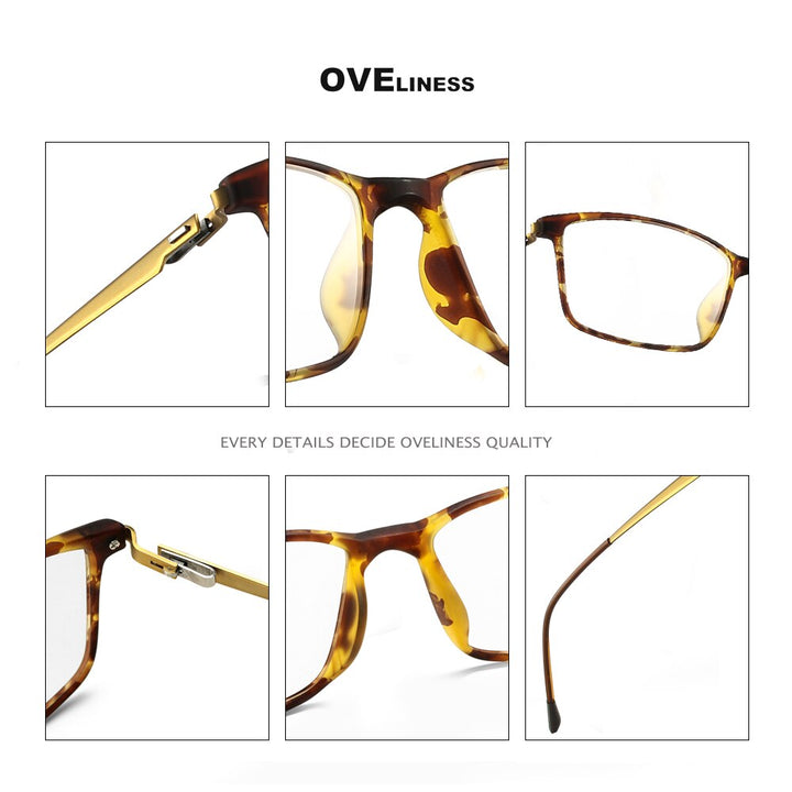 Oveliness Men's Full Rim Square Tr 90 Titanium Eyeglasses Ol98p55 Full Rim Oveliness   