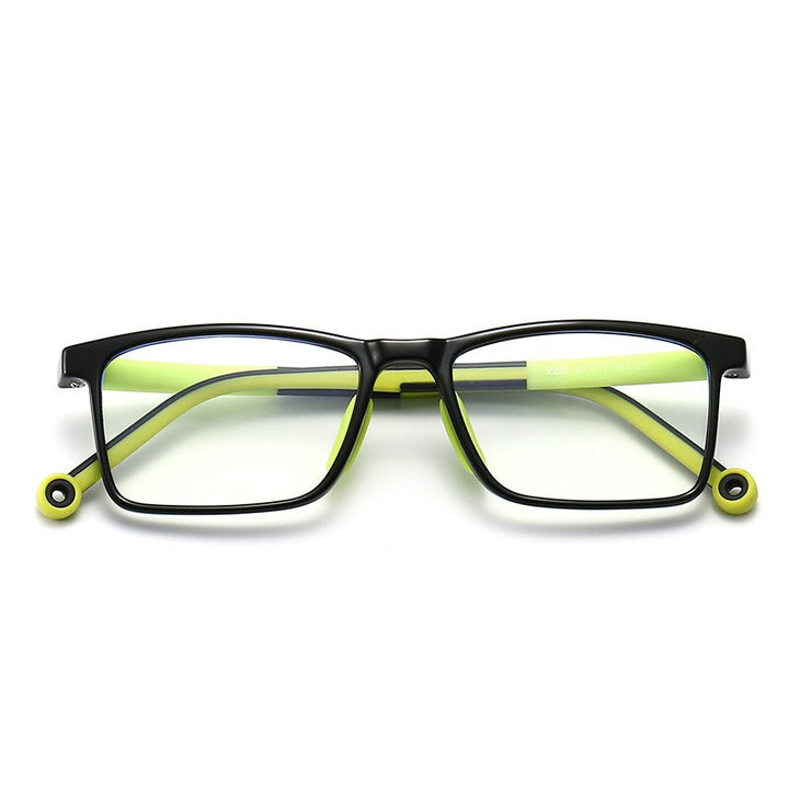 Yimaruili Unisex Children's Full Rim TR 90 Resin Frame Eyeglasses 2232 Full Rim Yimaruili Eyeglasses Black Green C3  