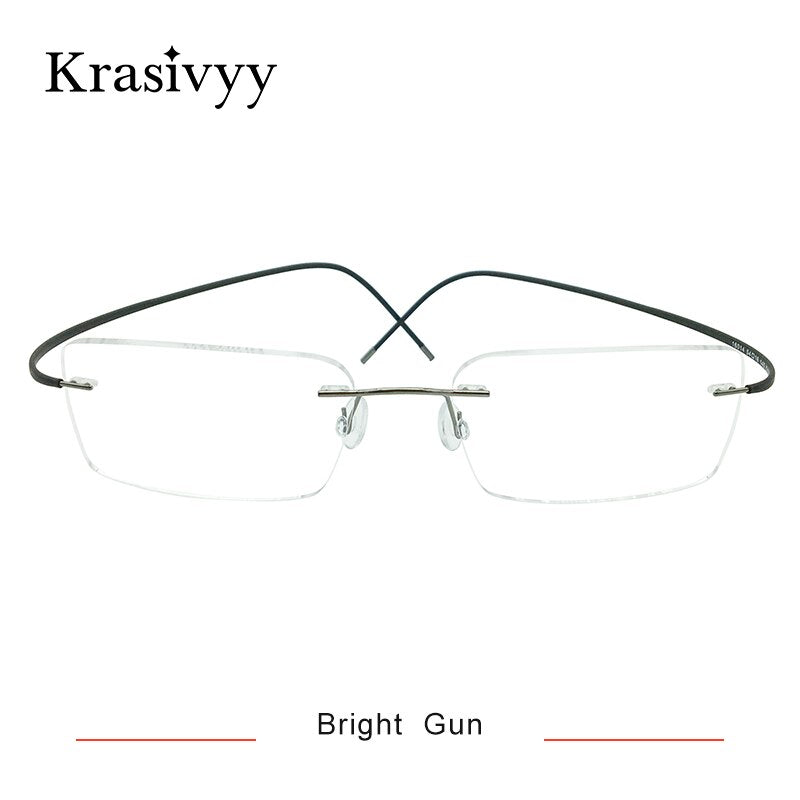 Krasivyy Unisex Rimless Square Titanium Eyeglasses Rimless Krasivyy Bright Gun  