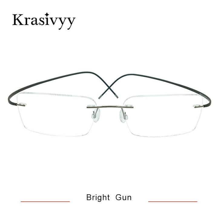 Krasivyy Unisex Rimless Square Titanium Eyeglasses Rimless Krasivyy Bright Gun  