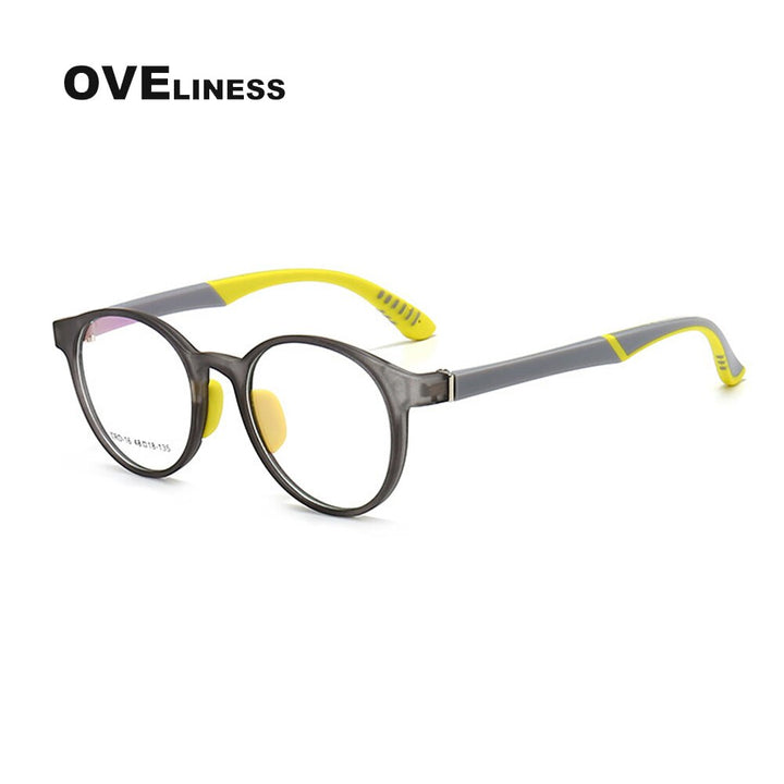 Oveliness Unisex Children's Full Rim Round Tr 90 Titanium Eyeglasses Oltrd12p Full Rim Oveliness grey  