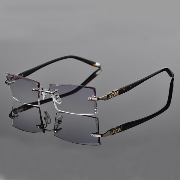 Reven Jate 58050 Alloy Rimless Diamond Cutting Man Glasses Frame Eyeglasses Men Eyewear Rimless Reven Jate grey  
