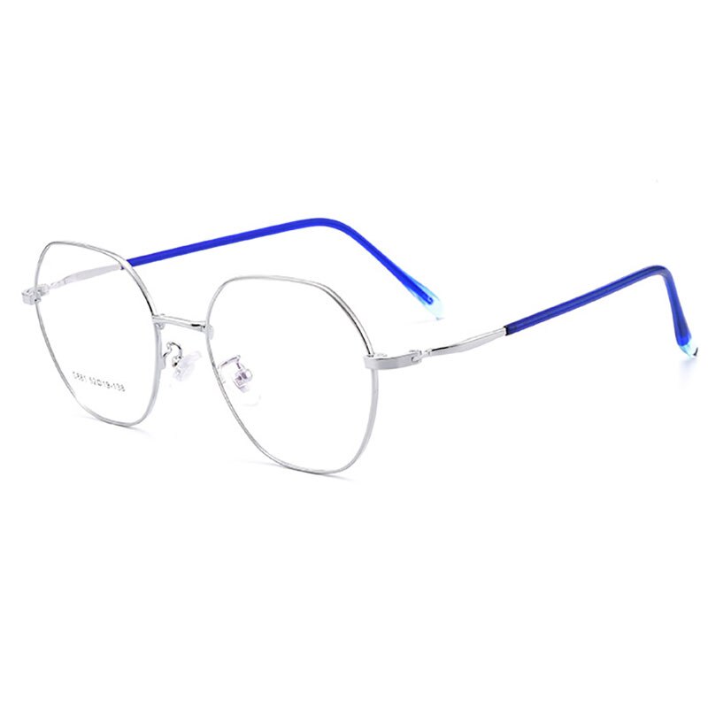 Hotony Unisex Full Rim Polygon Alloy Frame Spring Hinge Eyeglasses D881 Full Rim Hotony Silver  