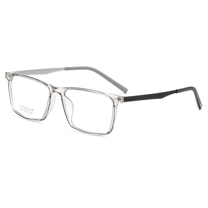 Yimaruili Men's Full Rim TR 90 Resin β Titanium Frame Eyeglasses 8881 Full Rim Yimaruili Eyeglasses Transparent Gray  
