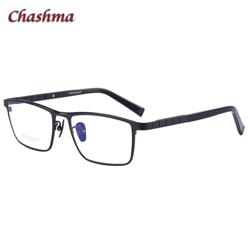 Chashma Ochki Men's Full Rim Square Titanium Eyeglasses 91067 Full Rim Chashma Ochki Matte Black  