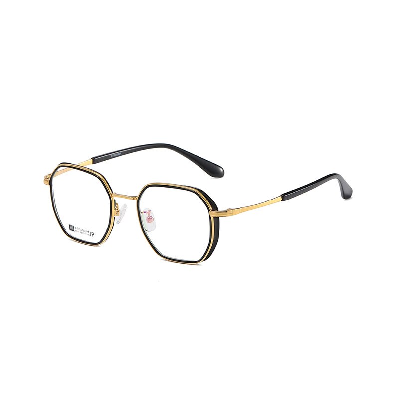 Reven Jate 6074 Unisex Eyeglasses Titanium Ultem Flexible Super Light-Weighted Frame Reven Jate black-golden  