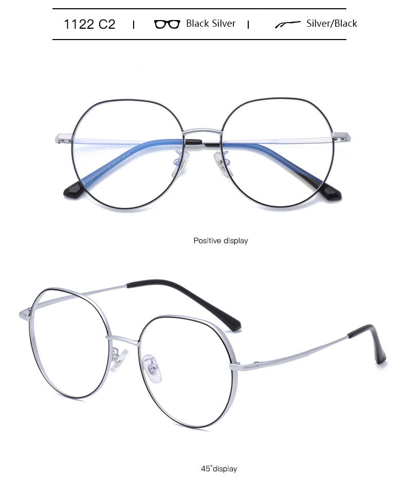Hotony Unisex Full Rim Polygonal Round Titanium Frame Eyeglasses 1122 Full Rim Hotony   