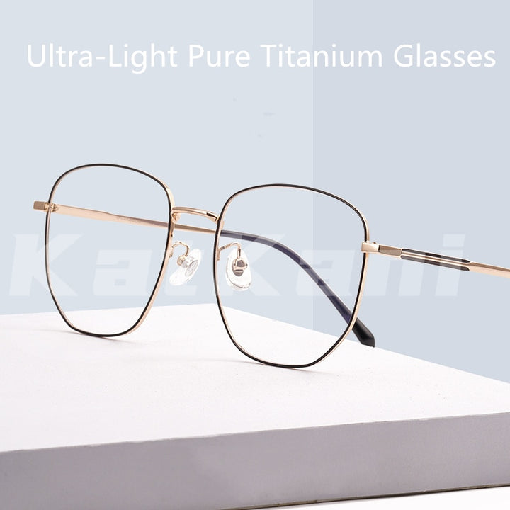 KatKani Unisex Full Rim Polygonal β Titanium Alloy Frame Eyeglasses 32216 Full Rim KatKani Eyeglasses   