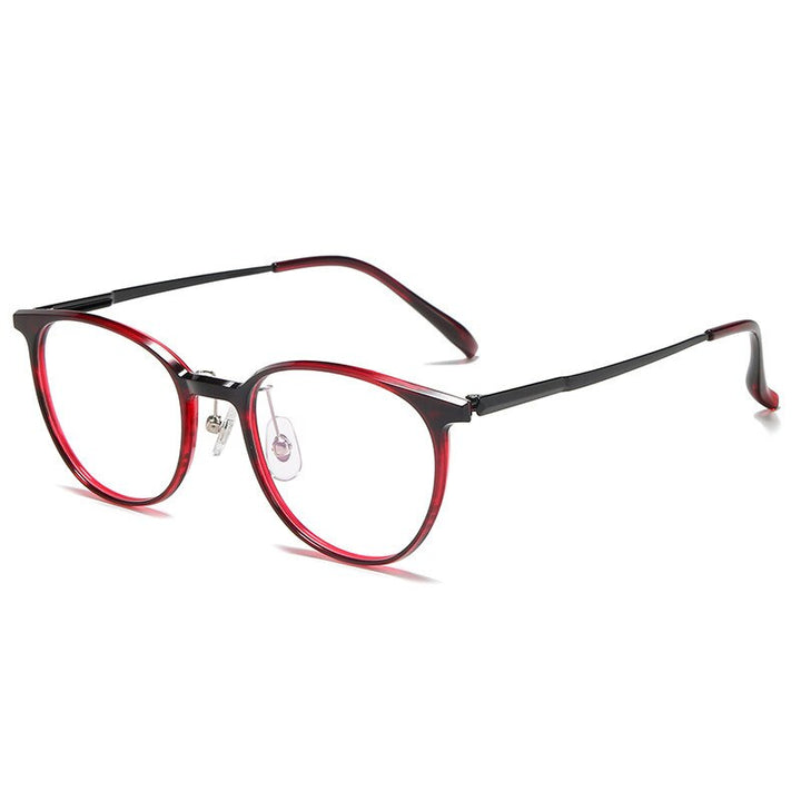 Aissuarvey Round Titanium Full Rim Frame Eyeglasses Unisex Full Rim Aissuarvey Eyeglasses Wine Red  