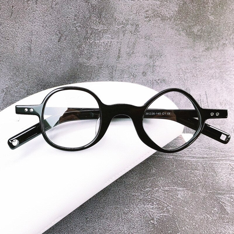 Muzz Men's Full Rim Asymmetric Square Circle Acetate Handcrafted Frame Eyeglasses S98209 Full Rim Muzz Black  