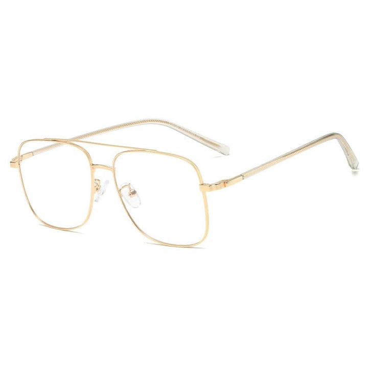 Hotony Unisex Full Rim Alloy Square Double Bridge Frame Eyeglasses 29180 Full Rim Hotony Gold  