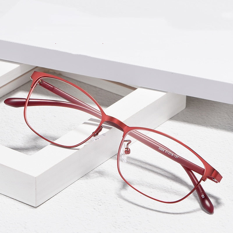Women's Eyeglasses Alloy Glasses Frame Flexible Tr Temples 3569 Frame Gmei Optical   