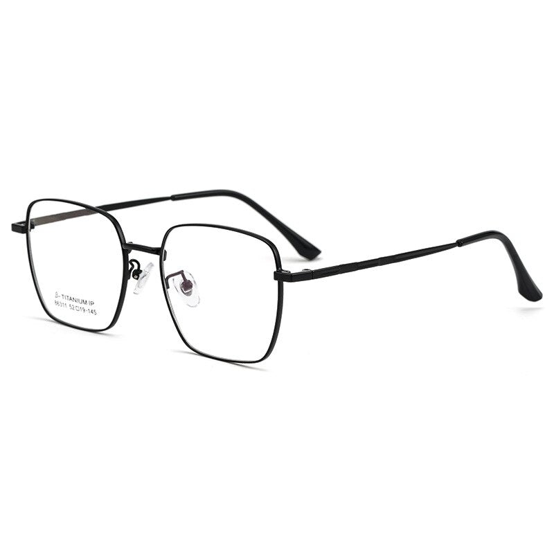 KatKani Unisex Full Rim Square Alloy Frame Eyeglasses 86311P Full Rim KatKani Eyeglasses Black  
