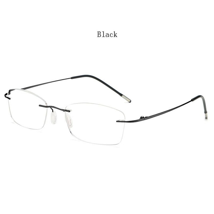 Hdcrafters Unisex Rimless Rectangle Titanium Frame Reading Glasses 8025 Reading Glasses Hdcrafter Eyeglasses +100 Black 