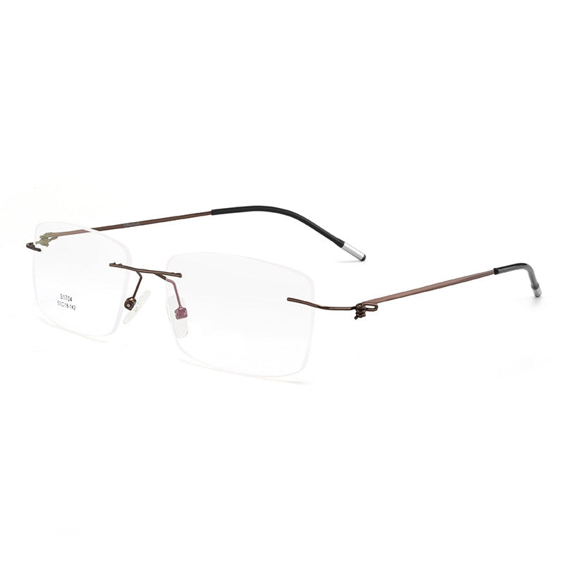 Men's Eyeglasses Alloy Screwless Rimless Ultralight S1704 Rimless Gmei Optical Brown  