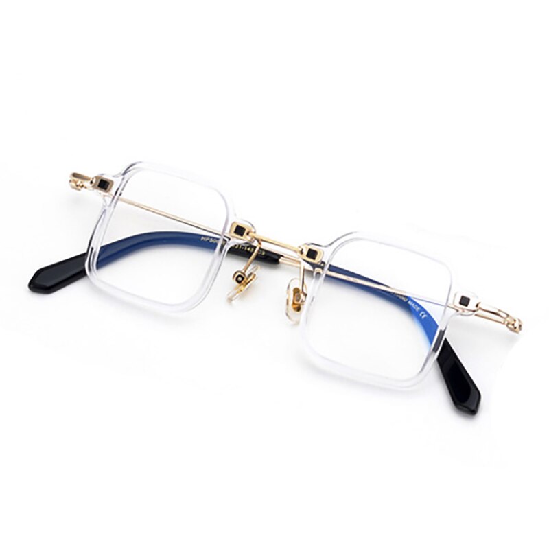 Aissuarvey Unisex Acetate Metal Square Full Rim Eyeglasses Hp506 Full Rim Aissuarvey Eyeglasses TRANSPARENT  