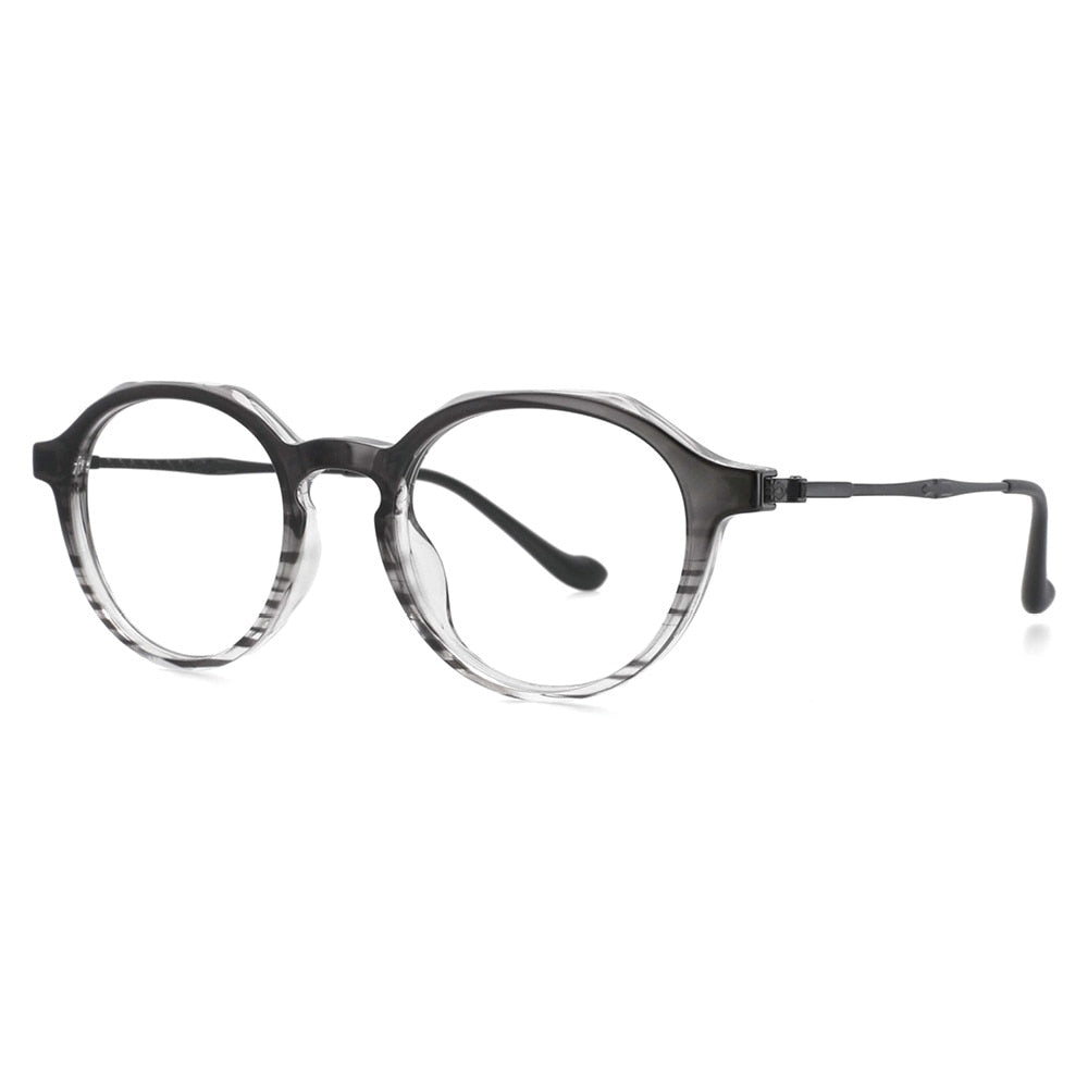 CCSpace Unisex Full Rim Oval Round Tr 90 Titanium Frame Eyeglasses 53753 Full Rim CCspace black strips  
