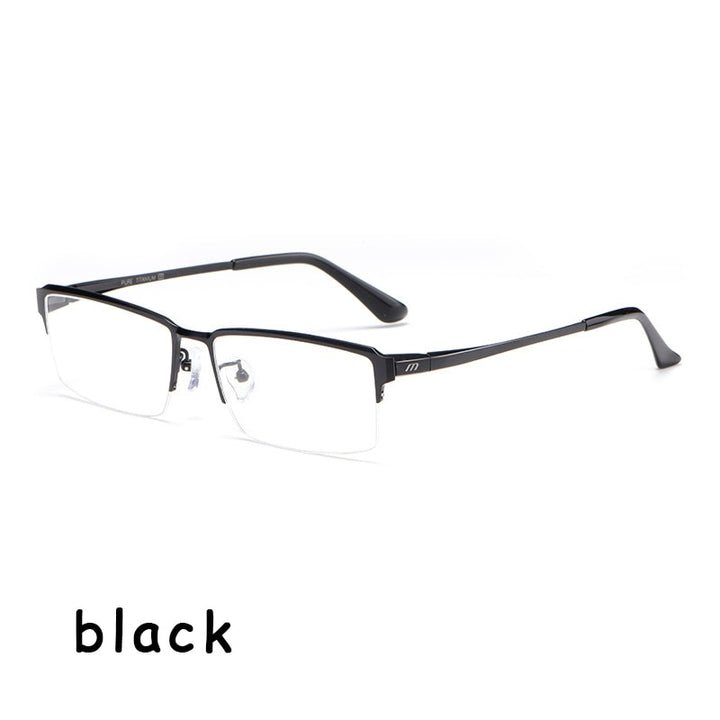 Hotochki Men's Semi Rim Square Alloy Frame Eyeglasses 119 Semi Rim Hotochki black  