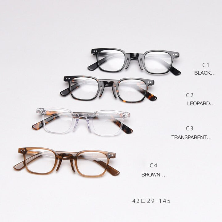 Muzz Men's Full Rim Square Handcrafted Acetate Frame Eyeglasses S98215 Full Rim Muzz   