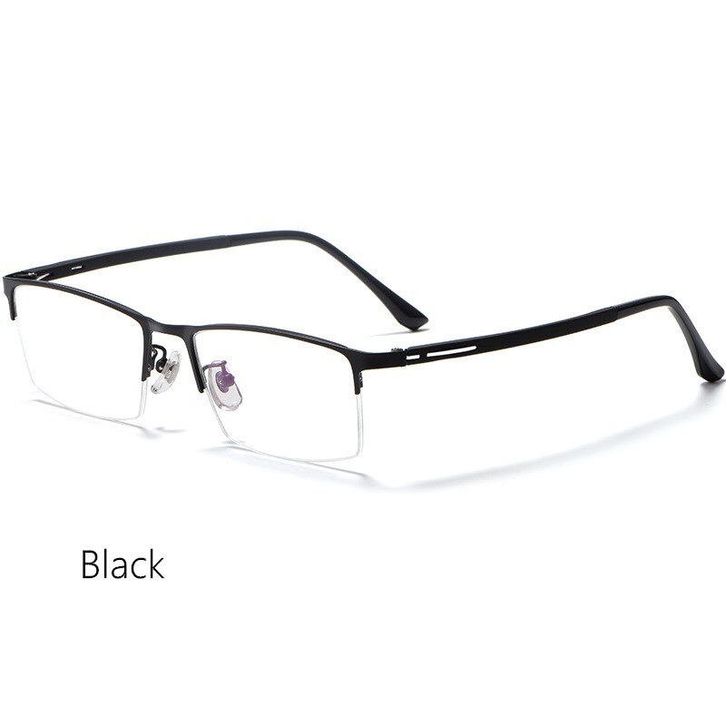 Yimaruili Unisex Semi Rim Titanium Alloy Frame Eyeglasses P9916 Semi Rim Yimaruili Eyeglasses Black China 