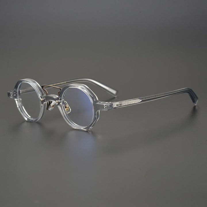 Gatenac Unisex Full Rim Round Acetate Double Bridge Frame Eyeglasses Gxyj706 Full Rim Gatenac Gray  