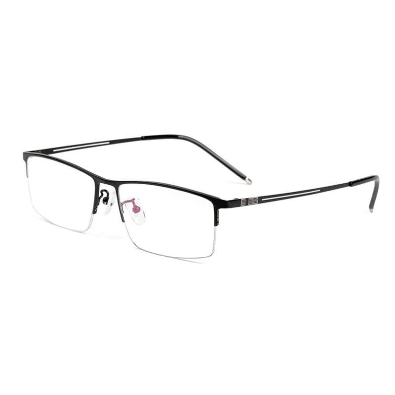 Reven Jate Ej8606 Spectacles Titanium Eyeglasses Frame For Men Eyewear Half-Rim Glasses With 2 Optional Colors Frame Reven Jate Black  