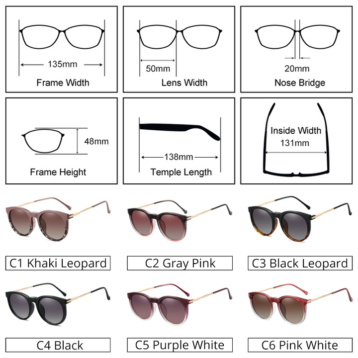 Ralferty Women's Full Rim Round Acetate Eyeglasses With Polarized Clip On Sunglasses F95975 Clip On Sunglasses Ralferty   