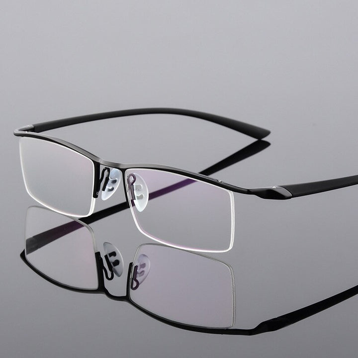 Hotochki Men's Semi Rim Browline Alloy Frame Eyeglasses P8190 Semi Rim Hotochki black  
